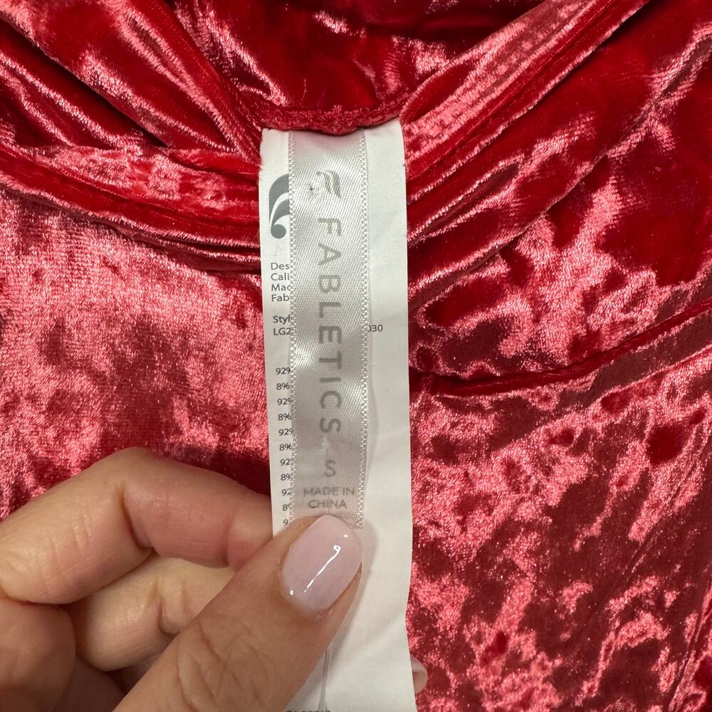 Fabletics High Waisted Crushed Velour Cross Over Leggings Strawberry Red Small - Picture 7 of 11